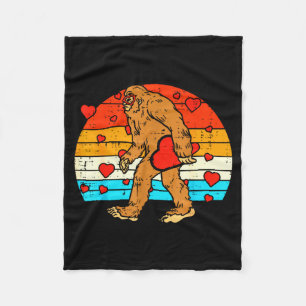 Bigfoot Sasquatch Retro-Herz Lustiger Valentinstag Fleecedecke