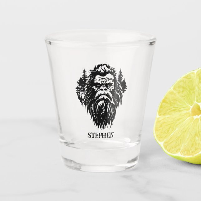 Bigfoot Sasquatch Rustikaler Persönlicher Name Schnapsglas (Vorderseite)