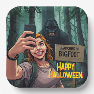 Bigfoot Sasquatch Selfie Pappteller