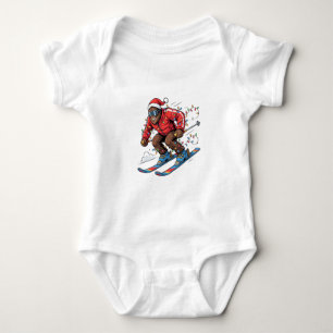 Bigfoot Sasquatch Skifahren Weihnachten 2026 Ferie Baby Strampler