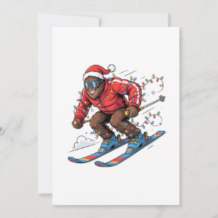 Bigfoot Sasquatch Skifahren Weihnachten 2026 Ferie Dankeskarte