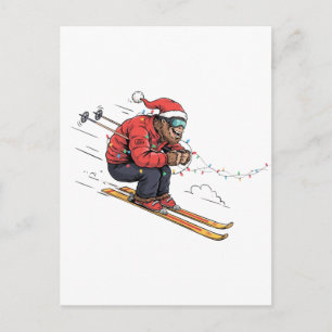 Bigfoot Sasquatch Skifahren Weihnachten Eis Skifah Postkarte