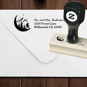 BigFoot Sasquatch Squatchy Forest Mountains Moon Gummistempel