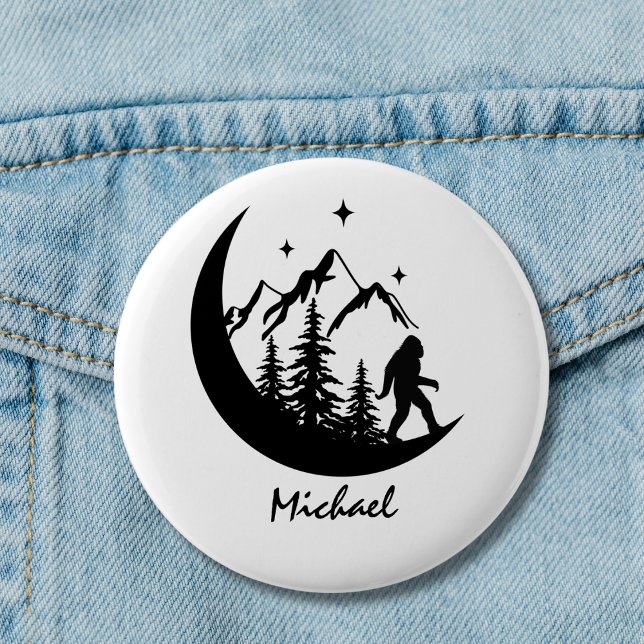 BigFoot Sasquatch Squatchy Wald Berge Mond Button (Von Creator hochgeladen)