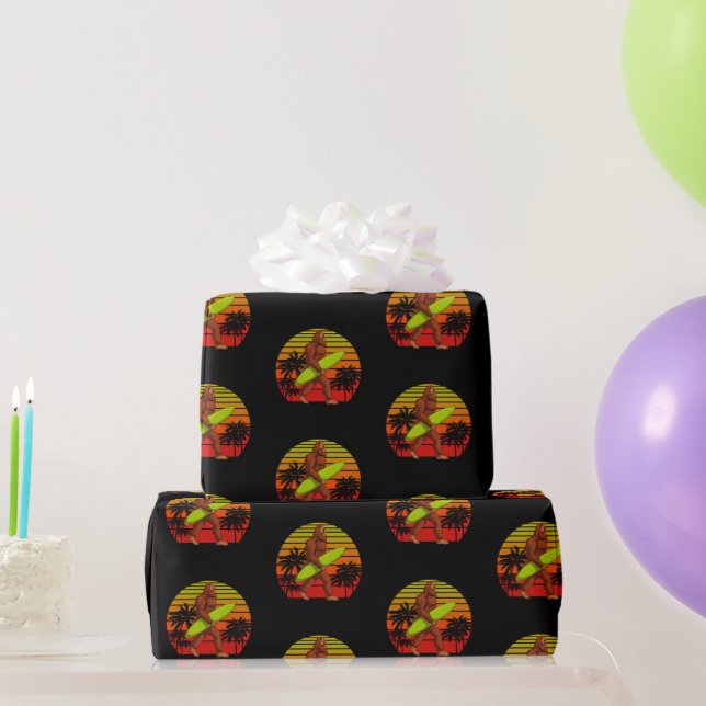 Bigfoot Sasquatch Surfer Typ Surfboard Geschenkpapier (Partygeschenke)