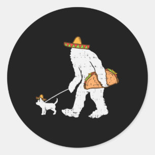 Bigfoot Sasquatch Taco Chihuahua Funny Cinco De Ma Runder Aufkleber