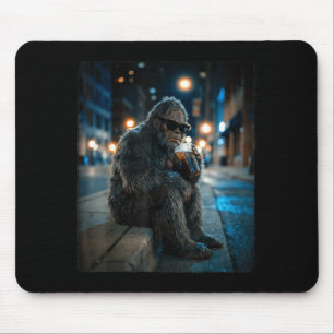 Bigfoot Sasquatch trinkt eisgekühlten Kaffee lusti Mousepad