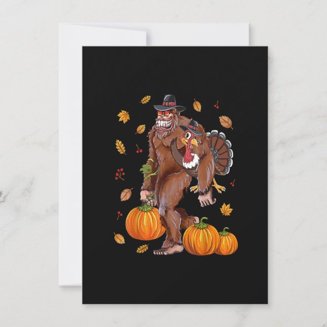 Bigfoot Sasquatch Türkei Pumpkin Happy Thanksgivin Einladung (Vorderseite)