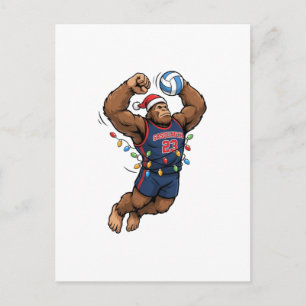Bigfoot Sasquatch Volleyball Weihnachten Sport Postkarte