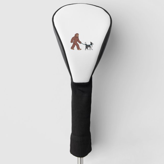 Bigfoot Sasquatch Walking Border Collie Golf Headcover (Vorderseite)