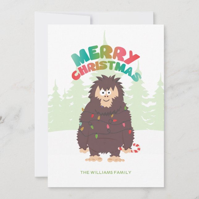 Bigfoot Sasquatch Weihnachtskarte Feiertagskarte (Vorderseite)
