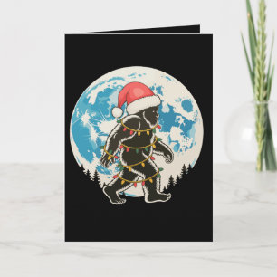 Bigfoot Sasquatch Weihnachtsmann Mond Weihnachtsbe Karte
