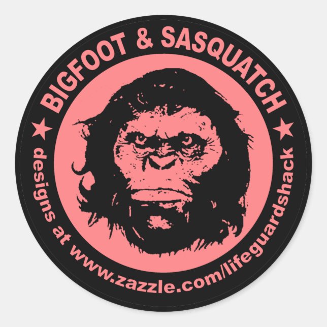 BIGFOOT & SASQUATCH www.Zazzle.com/LifeguardShack Runder Aufkleber (Vorderseite)