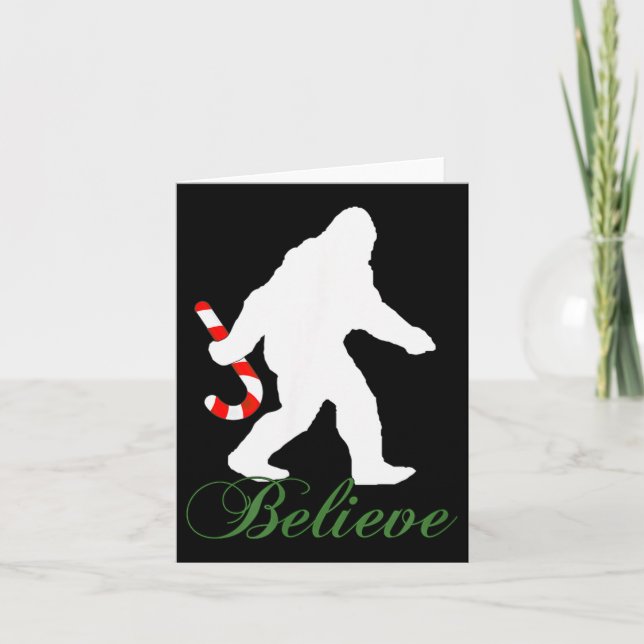 Bigfoot Sasquatch Yeti Believe Candy Cane Christma Karte (Vorderseite)