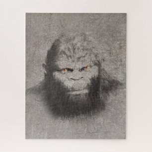 BIGFOOT SASQUATCH ZEICHNEND PORTRAIT ORANGE EYES PUZZLE