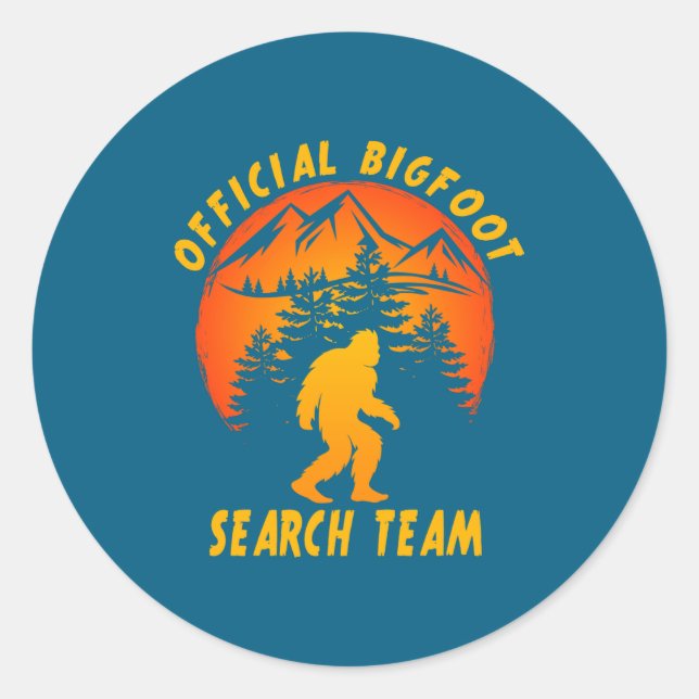 Bigfoot Search Team Sasquatch Yeti Funny  Runder Aufkleber (Vorderseite)