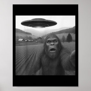 Bigfoot Selfie mit Alien Ufo Funny Geschenke für M Poster