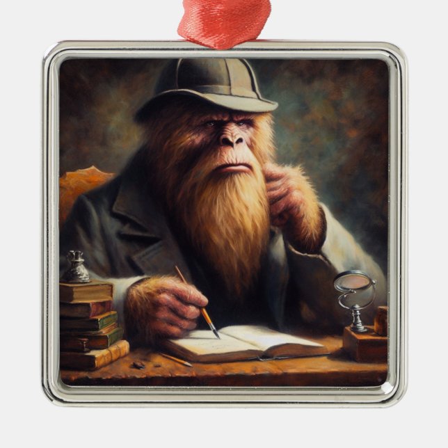 Bigfoot Sherlock Holmes Ornament Aus Metall (Vorne)