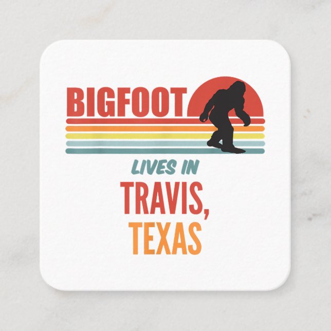 Bigfoot Sighting in Travis Texas Quadratische Visitenkarte (Vorderseite)