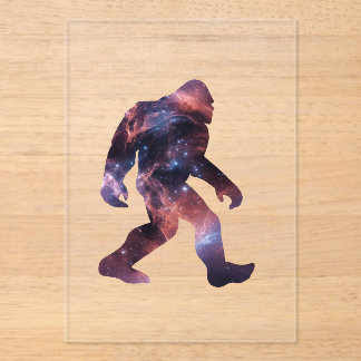 Bigfoot-Silhouette mit Galaxie-Innerem Acryleinladungen