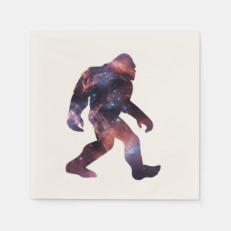 Bigfoot-Silhouette mit Galaxie-Innerem Serviette