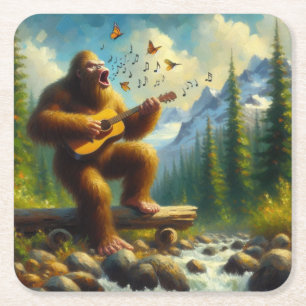 Bigfoot Singing Rechteckiger Pappuntersetzer