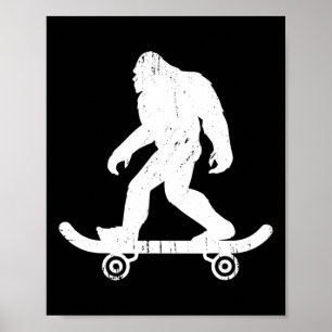 Bigfoot Skateboarder Yeti Sasquatch Skateboarding Poster
