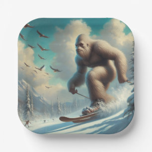 Bigfoot Skiing Pappteller
