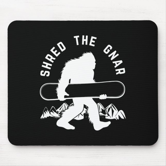 Bigfoot Snowboard Shredding Gnar Sasquatch Snowboa Mousepad (Vorne)