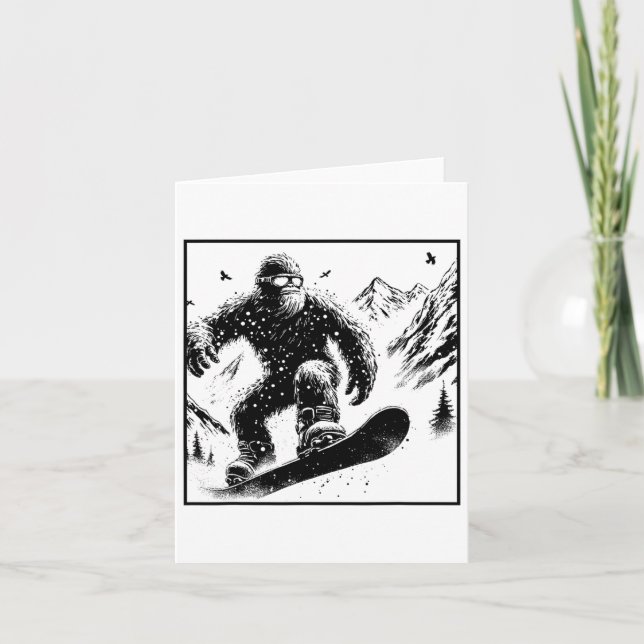 Bigfoot Snowboarder - Funny Sasquatch Snowboarden Karte (Vorderseite)