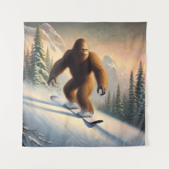 Bigfoot Snowboarding Wandteppich (Vorderseite)