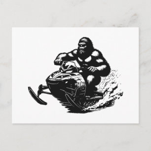 Bigfoot Snowmobile Feiertagspostkarte