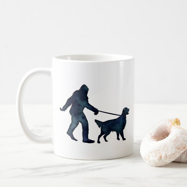 Bigfoot Spazieren Sie am Goldenen Tor zur Leash Kaffeetasse (Mit Donut)