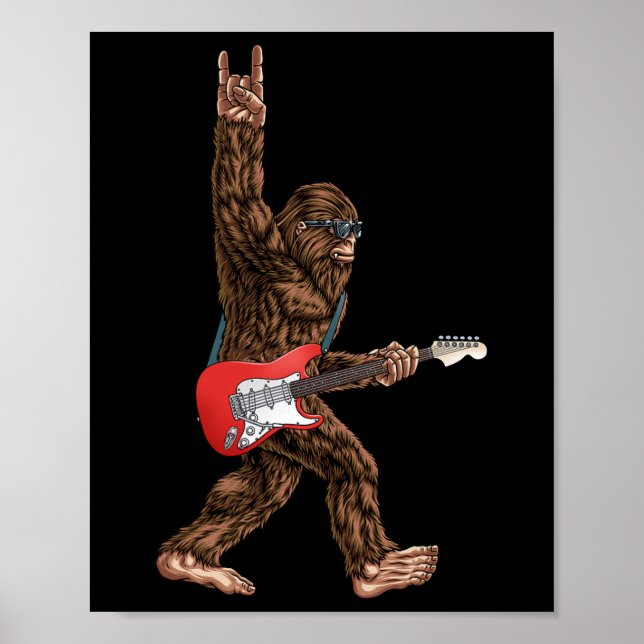 Bigfoot spielen auf Sasquatc einen elektrischen Gi Poster (Vorne)