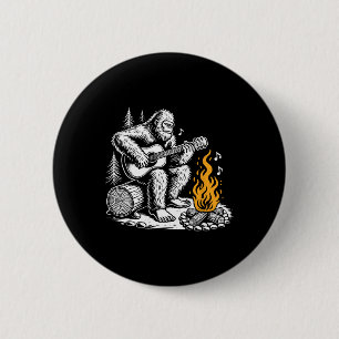 Bigfoot spielt Gitarre Lagerfeuer Lustiges Camping Button
