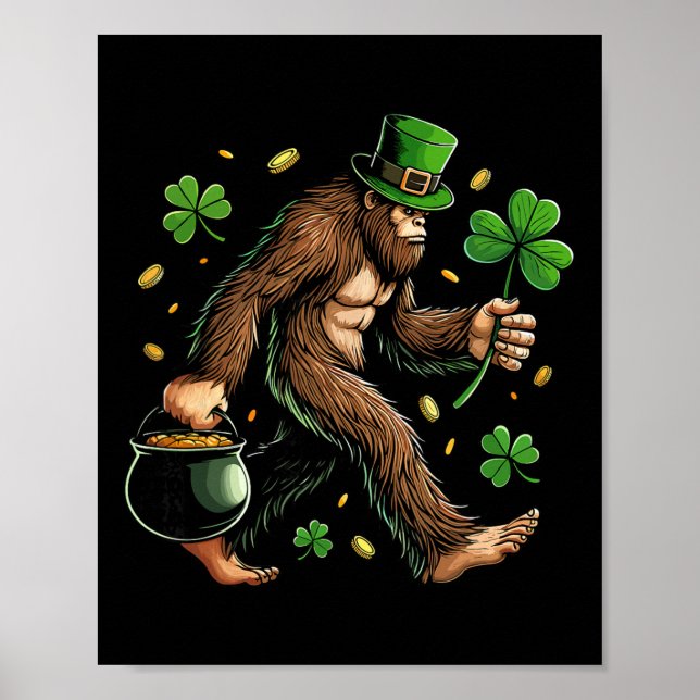 Bigfoot St. Patricks Day Lustiger Sasquatch Saint  Poster (Vorne)