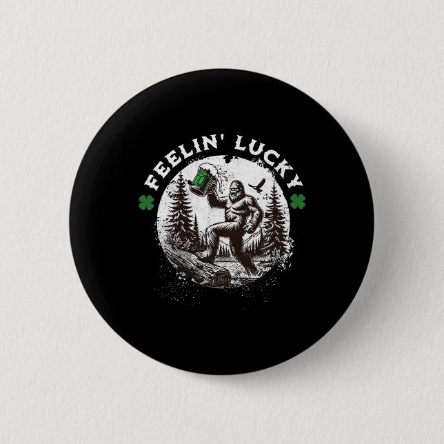 Bigfoot St. Patricks Day Sasquatch Shamrocks Glück Button (Vorderseite)