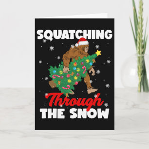 Bigfoot stapft durch den Schnee Sasquatch Weihnach Karte