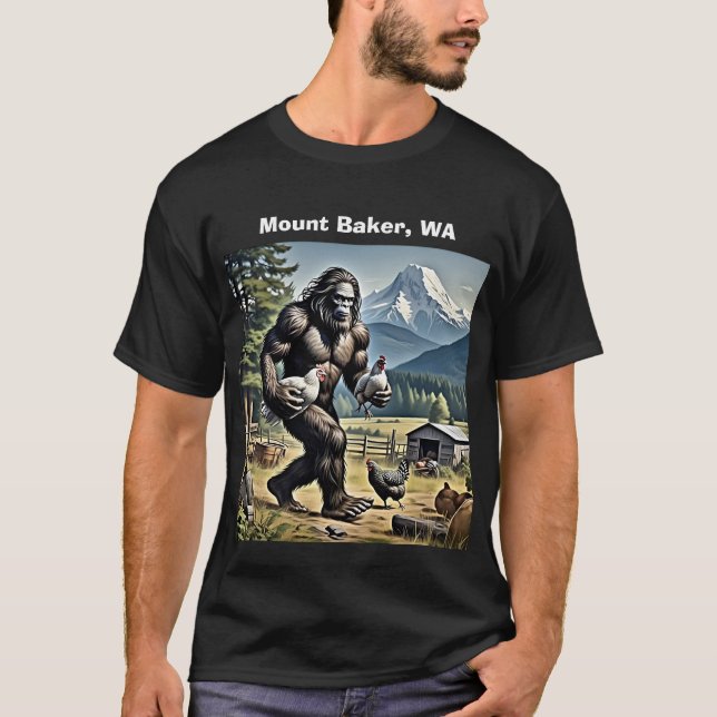 Bigfoot Stealing Chickens T-Shirt (Vorderseite)