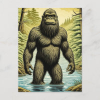 Bigfoot stehend im Wasser Cartoon