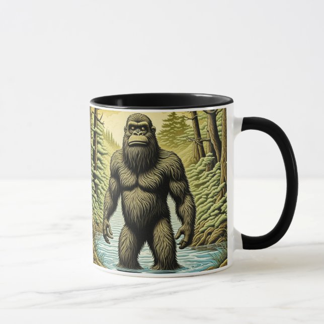 Bigfoot stehend im Wasser Cartoon Tasse (Rechts)