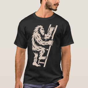 Bigfoot steigt Leiter Lustiger Kryptid Sasquatch L T-Shirt