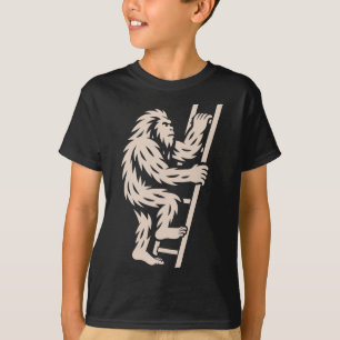 Bigfoot steigt Leiter Lustiger Kryptid Sasquatch L T-Shirt