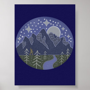 Bigfoot Sternen Nachtwanderung   Kryptozoologische Poster