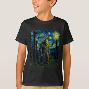 Bigfoot Sternennacht Van Gogh Lustige Männer Fraue T-Shirt