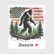 Bigfoot Sticker - American Flag Patriot