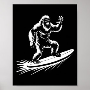 Bigfoot-Surfen - Lustiger Hawaiianischer Sasquatch Poster