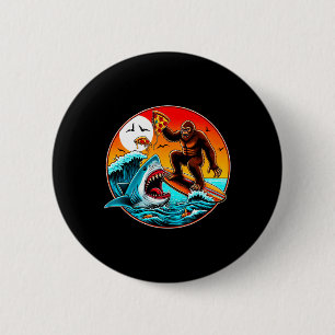 Bigfoot-Surfen-Pizza essender Hai-Angriff-Lustige Button