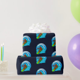 Bigfoot Surfen Reiten Die Wellen Spaß Sasquatch Geschenkpapier
