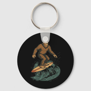 Bigfoot-Surfen Retro-Strand-Kryptid-Kunst für den  Schlüsselanhänger